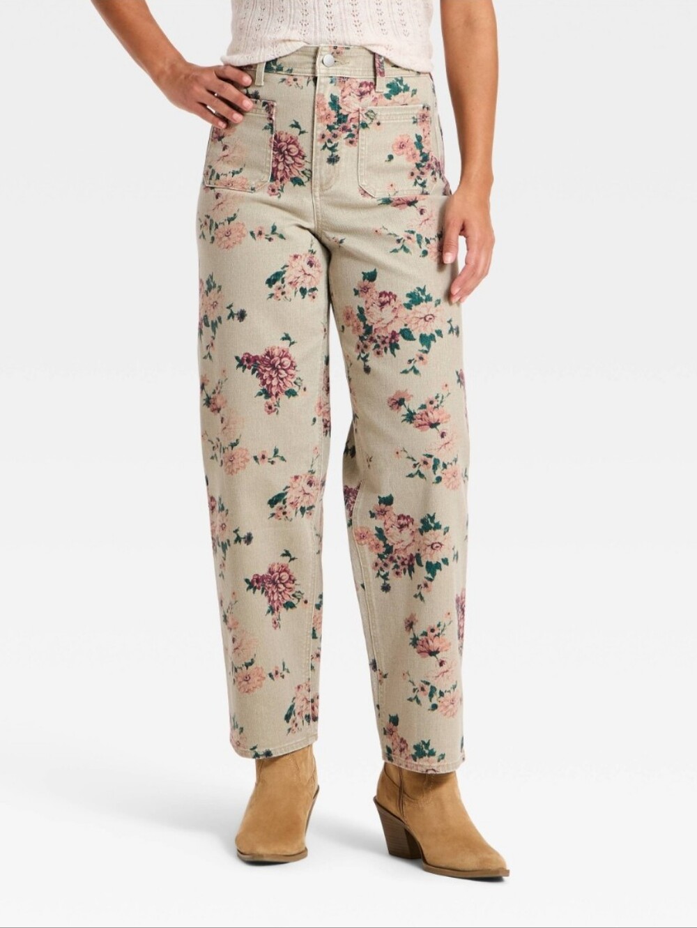 Women's Highest-Rise Floral Sailor Straight Jeans - Universal Thread™ Khaki 16